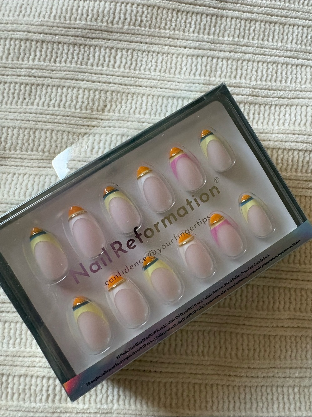 Nail Reformation Multicolor French Tip Press-On Nails - Yellow & Pink Accents